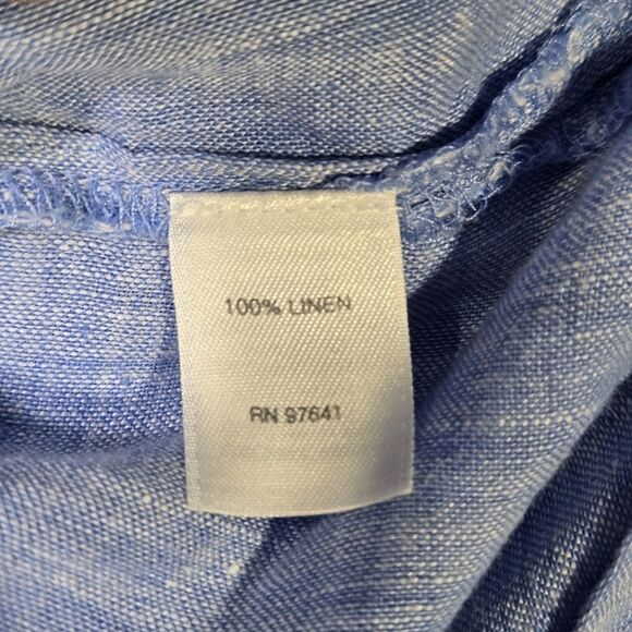 J Jill Shirt Tunic Love Linen Button Blouse Slits Beach Medium Long Sleeve - Picture 7 of 13